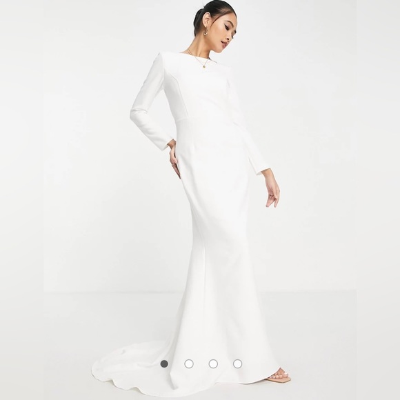 ASOS BRAND NEW True Violet Bridal long sleeve maxi dress in Ivory - Picture 1 of 2